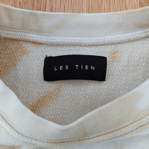 LES TIEN Tie-dye Brushed-back Cotton Sweatshirt - Beige - Picture 4 of 11
